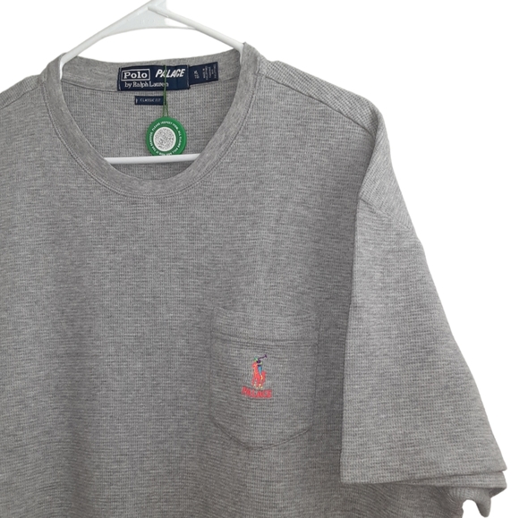 Palace x Polo RL "Logo Pocket grey waffle tee" - Picture 7 of 12